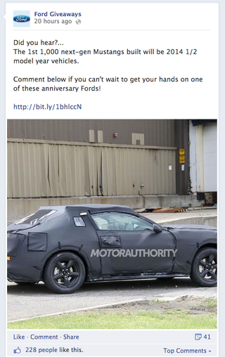 Illustration for article titled Facebook Page Claims 1,000 Next-Gen Mustangs Will Be 2014 1/2 Models (UPDATED)
